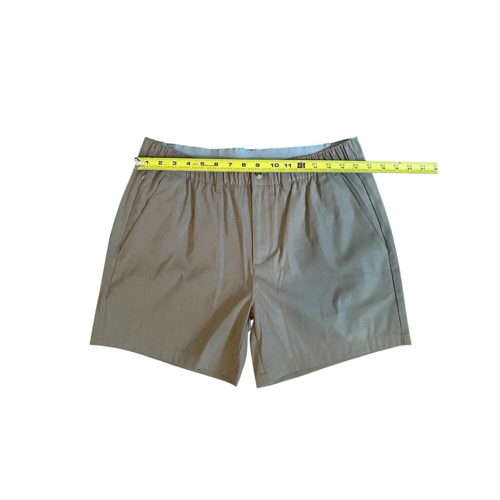 Wowie Shorts Mens L Pockets Elastic Stretch Waist Colorful Details Beige Brown